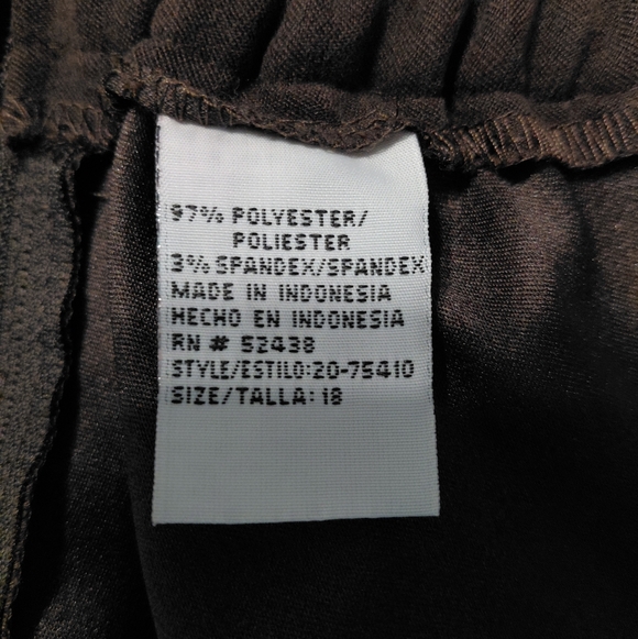 Brown Faux Suede Midi Skirt Back Zip & Elastic Waist A-Line Vintage Size 18 - Picture 6 of 7